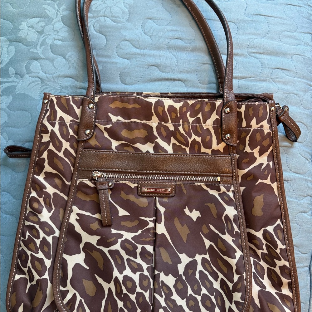 Nine West Brown Animal Camo Print Purse/Bag, Great Condition